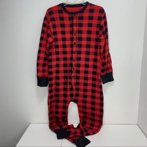 Plaid one piece long pajamas womens